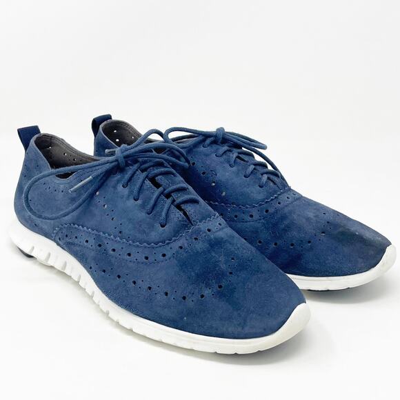 Cole Haan Zerogrand Women's Blue Suede Leather Lace Up Shoes Size 6 1/2 B GUC - Picture 1 of 8
